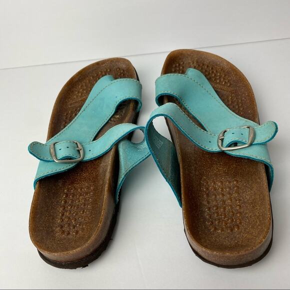 Aqua Leather Comfort Bed Toe Sandal Women’s Size 7 W - Picture 12 of 14